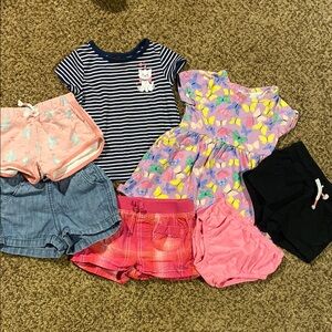 Girls 12 Month Summer Bundle Dress Shorts T-Shirts Baby Clothes Lot 7 Pieces